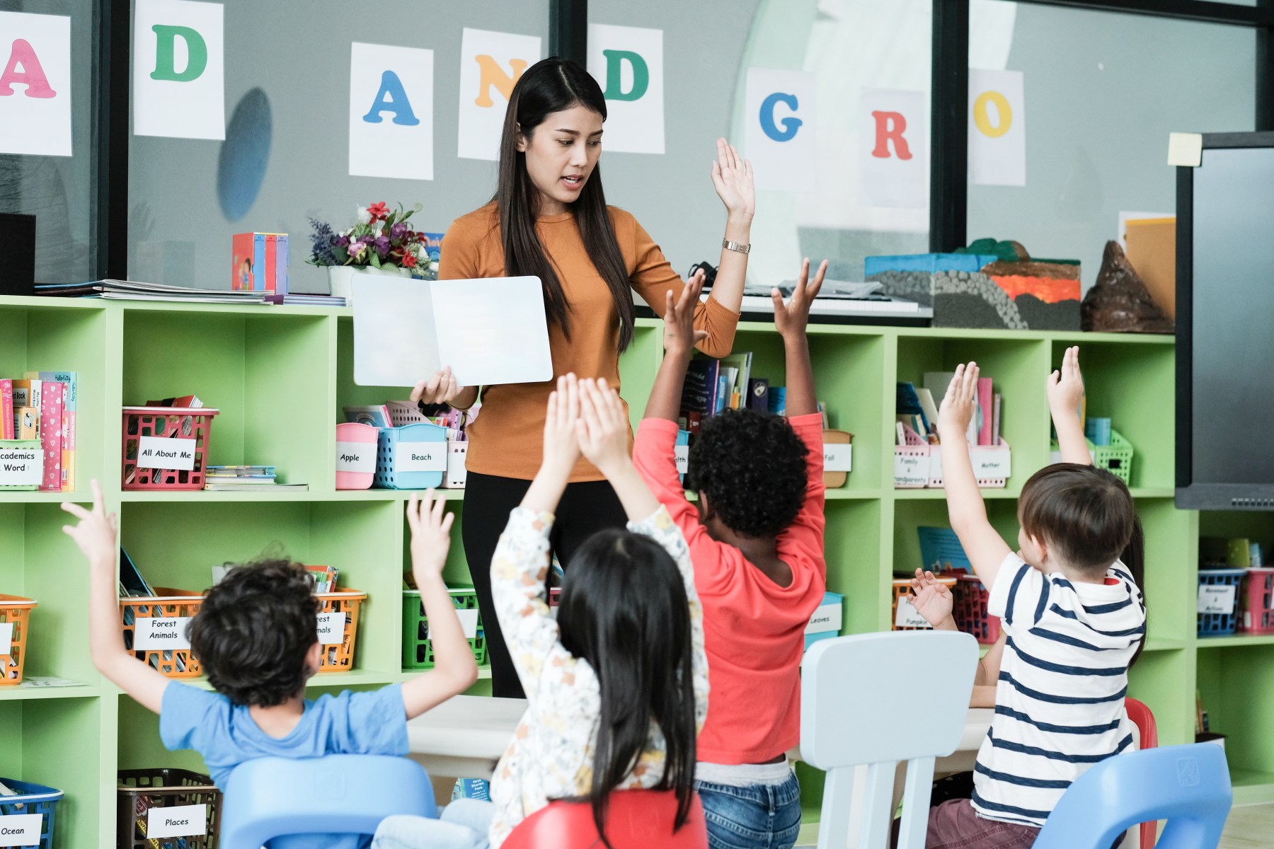 Students working together in a classroom